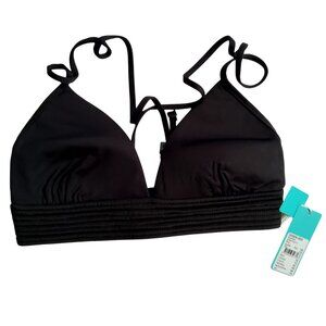 Seafolly Womens Black Triangle Bikini Top• Backb Tie Closure Size 14 With Tags